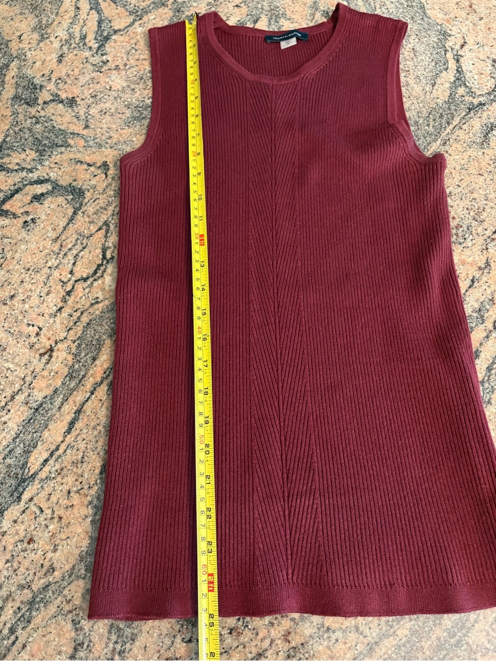Tommy Hilfiger Women's Ribbed Knit Sleeveless Top Burgundy Size M - Picture 3 of 6